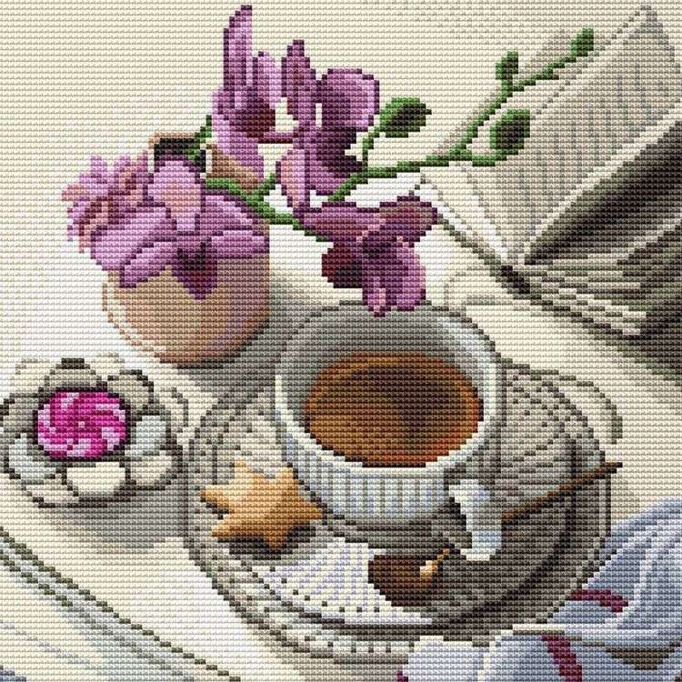 Алмазная вышивка «Натюрморт с орхидеей» — картинка 2