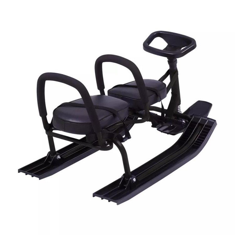 Снегокат детский 503 TWINS BABY со спинкой для двоих чёрный — картинка 5