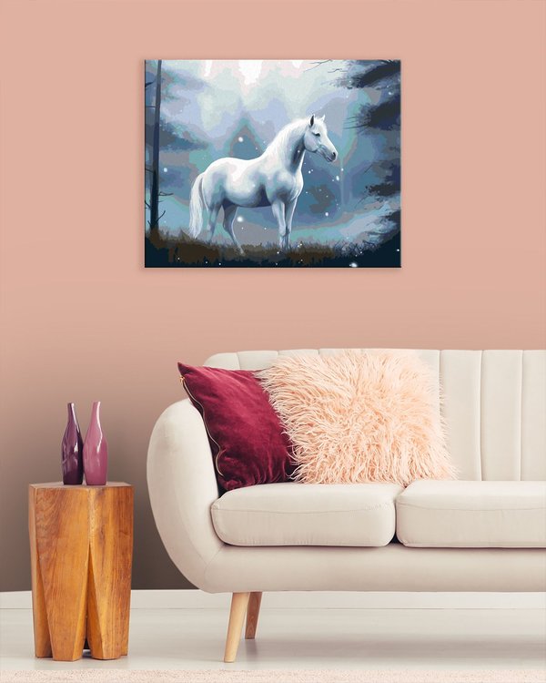 Картина по номерам «Белая лошадь и первый снег» — картинка 3