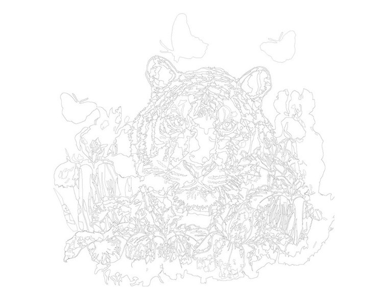 Картина по номерам «Тигрица в ирисах» — картинка 3