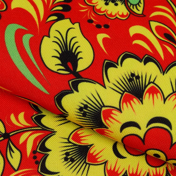 Ткань Габардин, 3 м x 155 см, 140 г/м², цвет: орнамент красный, желтый, IDEAL — картинка 2