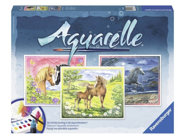 Картина акварелью по контурам «Лошади» — картинка 5