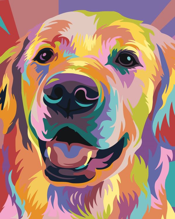 Картина по номерам «Разноцветный пес»