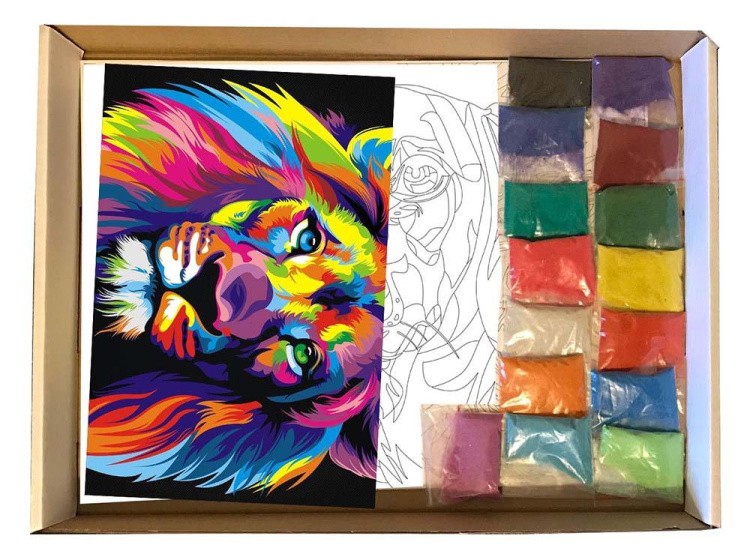 Картина цветным песком «Лев» — картинка 3