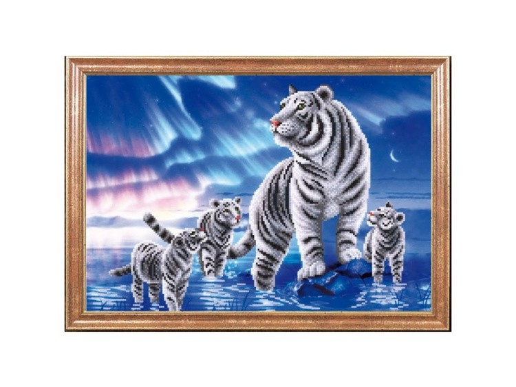 Рисунок на ткани «Белые тигры»