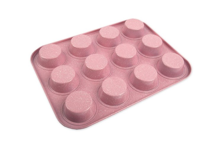 Форма металлическая для кексов, маффинов, капкейков, 35х26,5 см, розовая, S-CHIEF — картинка 2