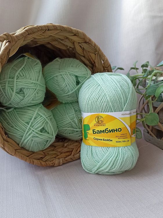 Пряжа Камтекс Бамбино (107), ментол, 5 шт. по 50 г — картинка 2