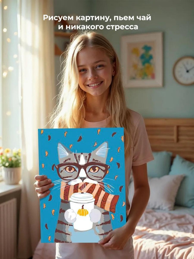 Картина по номерам «Осенний котик» — картинка 7