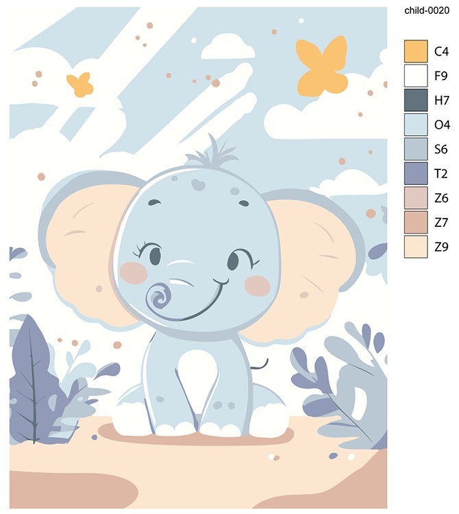 Картина по номерам «Детская, для детей: милый слоненок» — картинка 2