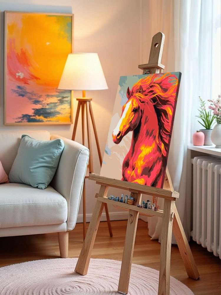 Картина по номерам Красная огненная лошадь Символ года — картинка 9