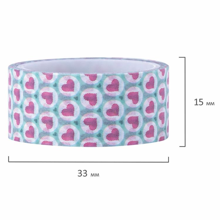 Клейкие WASHI-ленты для декора «Сердца», 7 цветов, 15 мм х 3 м — картинка 5