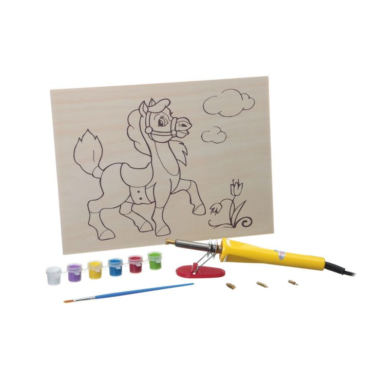 Набор для выжигания Bondibon, аппарат с дощечкой и красками — картинка 3