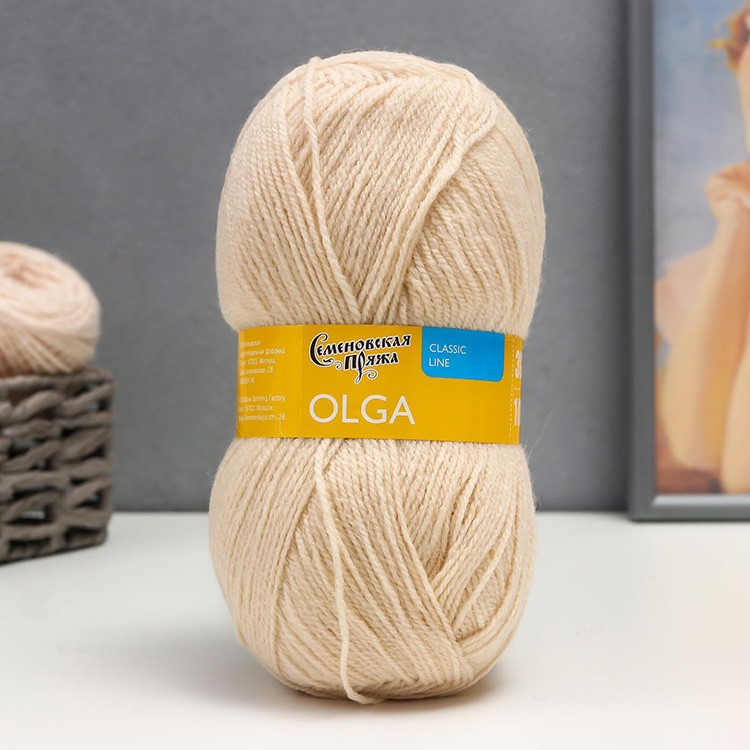 Пряжа Семеновская Olga (671), кремовый 5 шт. по 100 г — картинка 2