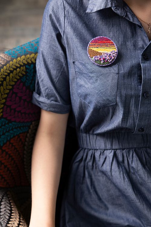 Набор для вышивания «Брошь. Поле на закате» — картинка 2