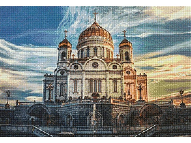 Алмазная вышивка «Кафедральный соборный храм Христа Спасителя» — картинка 3