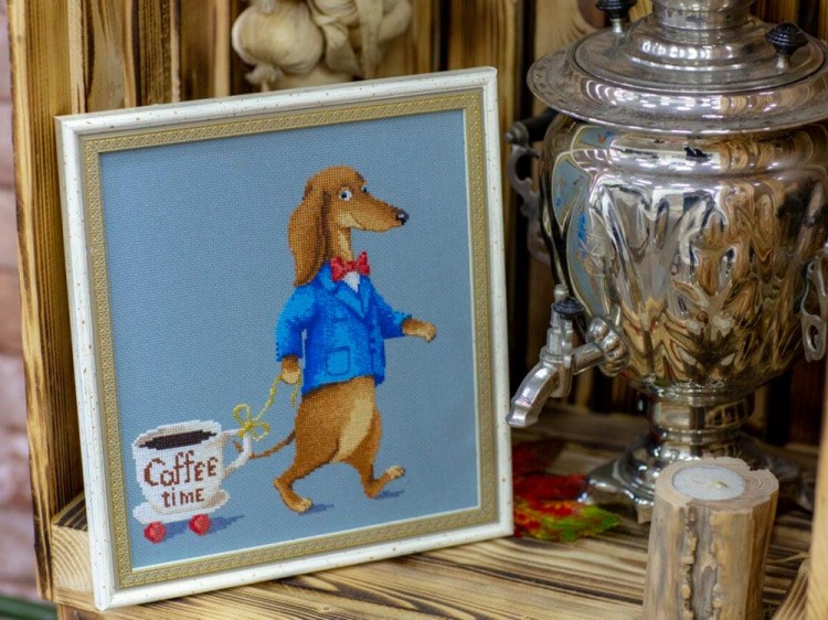Набор для вышивания «Такса с чашкой кофе» — картинка 3