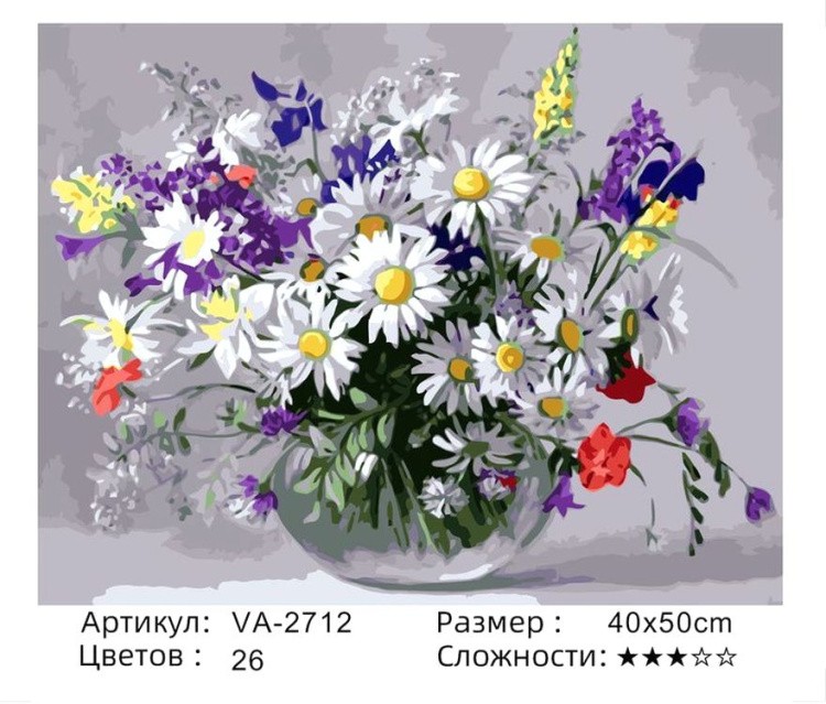 Картина по номерам «Цветы в прозрачном кувшине» — картинка 2