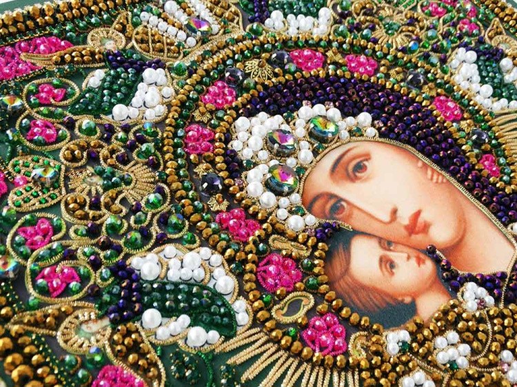 Набор для вышивания хрустальными камнями Богородица «Феодоровская» (акриловый жемчуг) — картинка 16