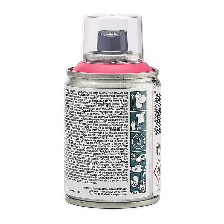 Краска для текстиля 7А Spray (аэрозоль), цвет: флуоресцентный розовый, 100 мл, Pebeo — картинка 4