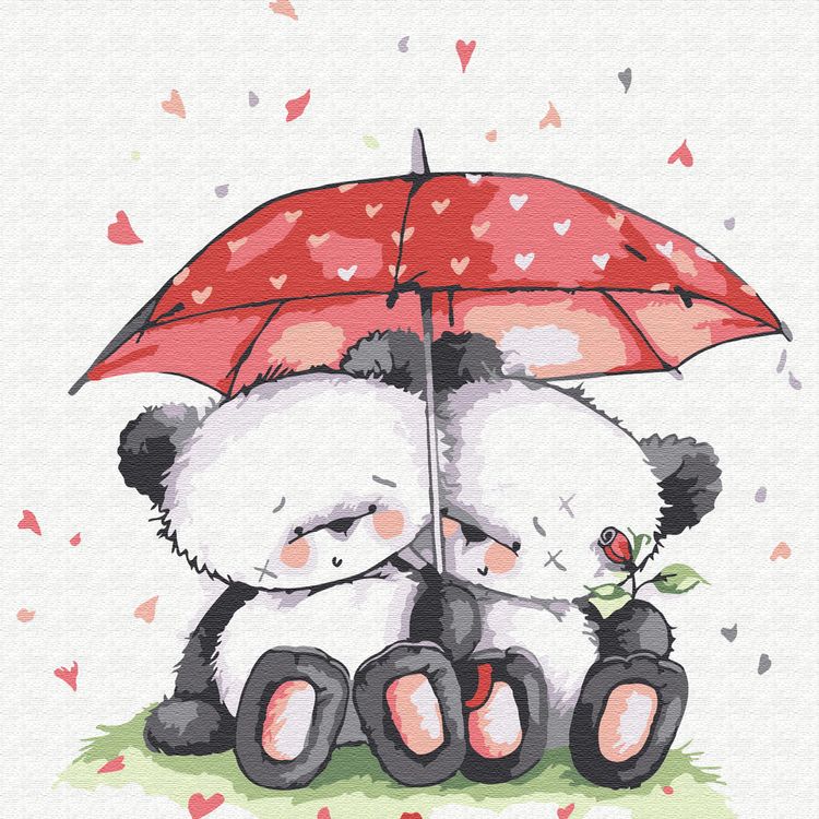 Картина по номерам «Медвежата под зонтом»
