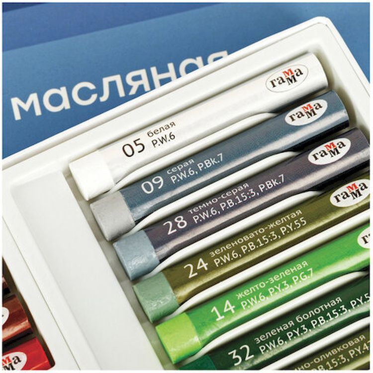 Пастель масляная «Студия», 12 цв., круглое сечение, Gamma — картинка 2