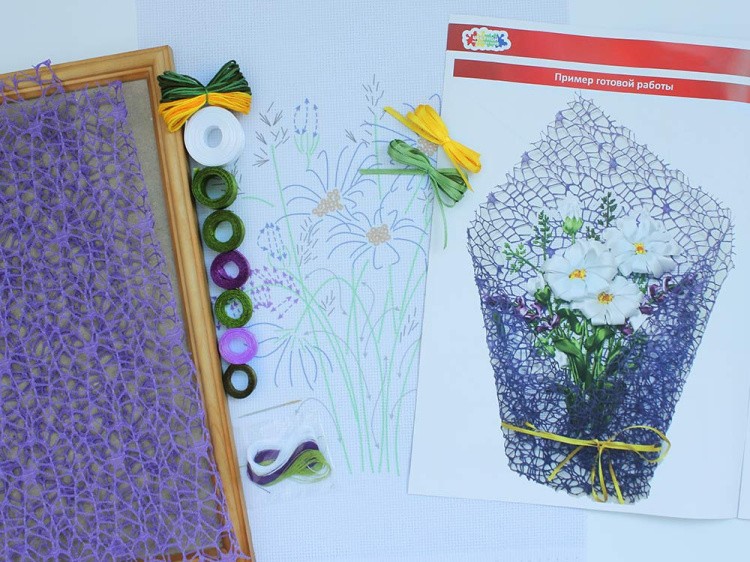 Вышивка лентами «Ромашки и лаванда» — картинка 2