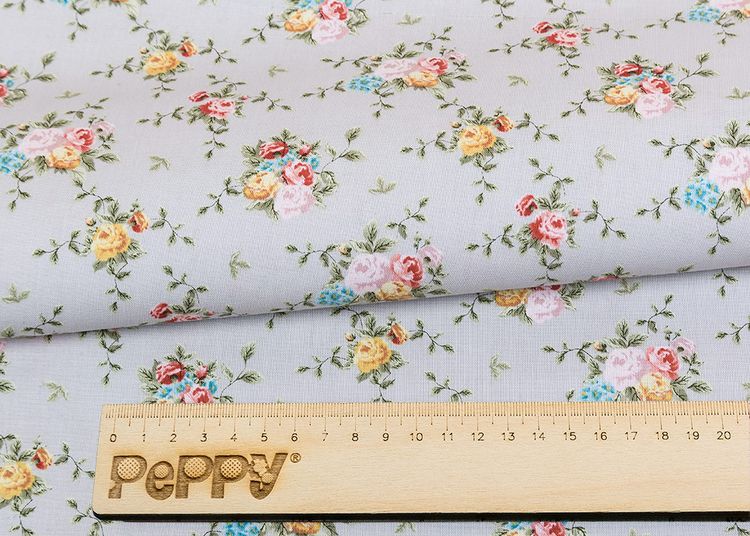 Ткань для пэчворка «ВЕРСАЛЬСКИЕ САДЫ», 50x55 см, 146 г/м2, 100% хлопок, цвет: ВC-01 серый, принт, Peppy — картинка 2