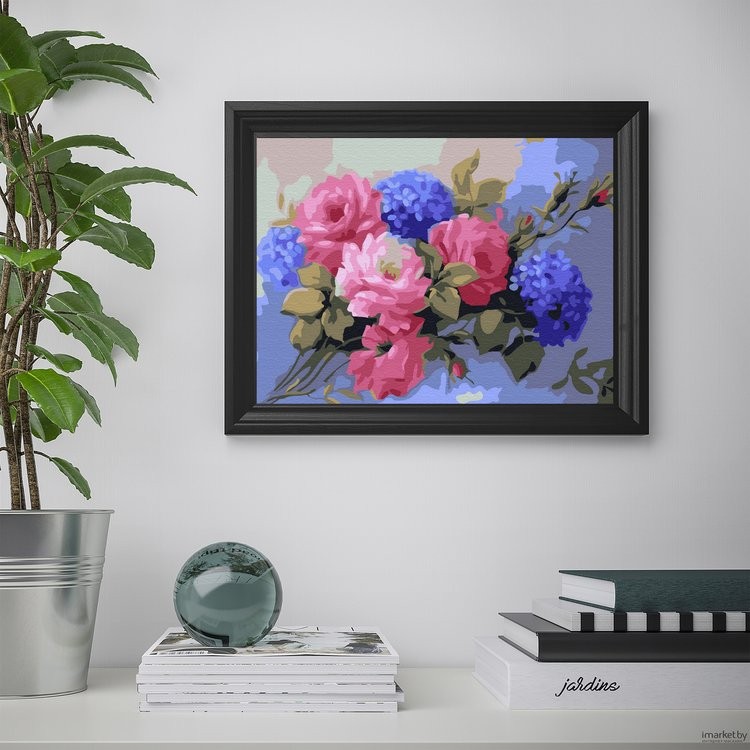 Картина по номерам «Гортензии с розами» — картинка 4