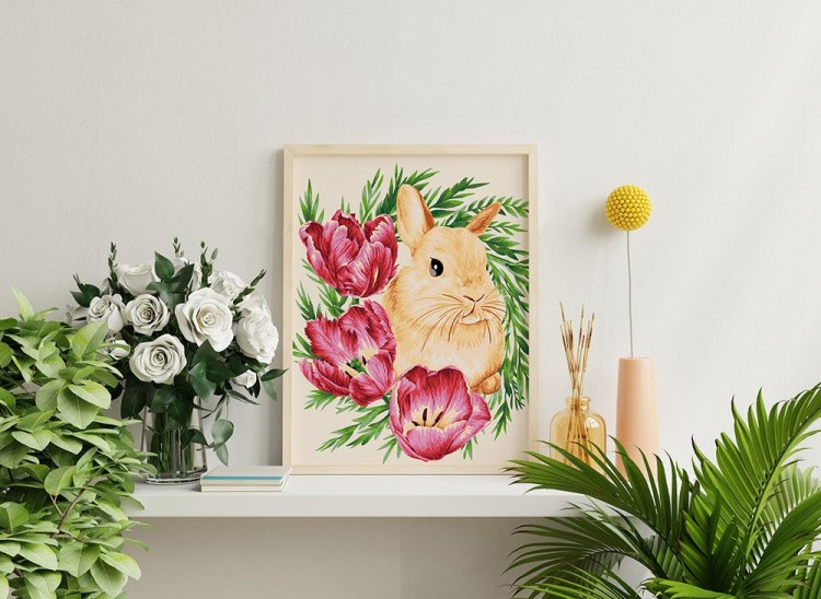 Картина по номерам «Кролик в тюльпанах» — картинка 4