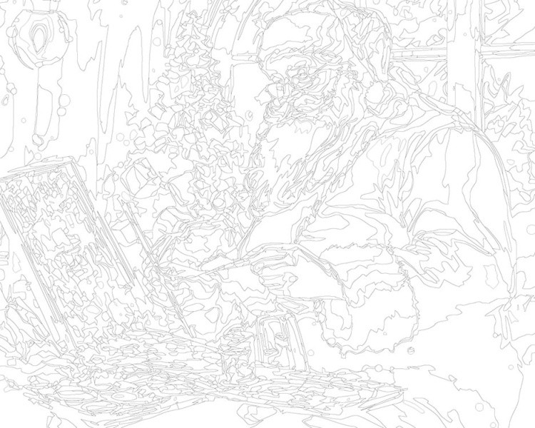 Картина по номерам «Новогодняя: Дед Мороз рисует картину» — картинка 3