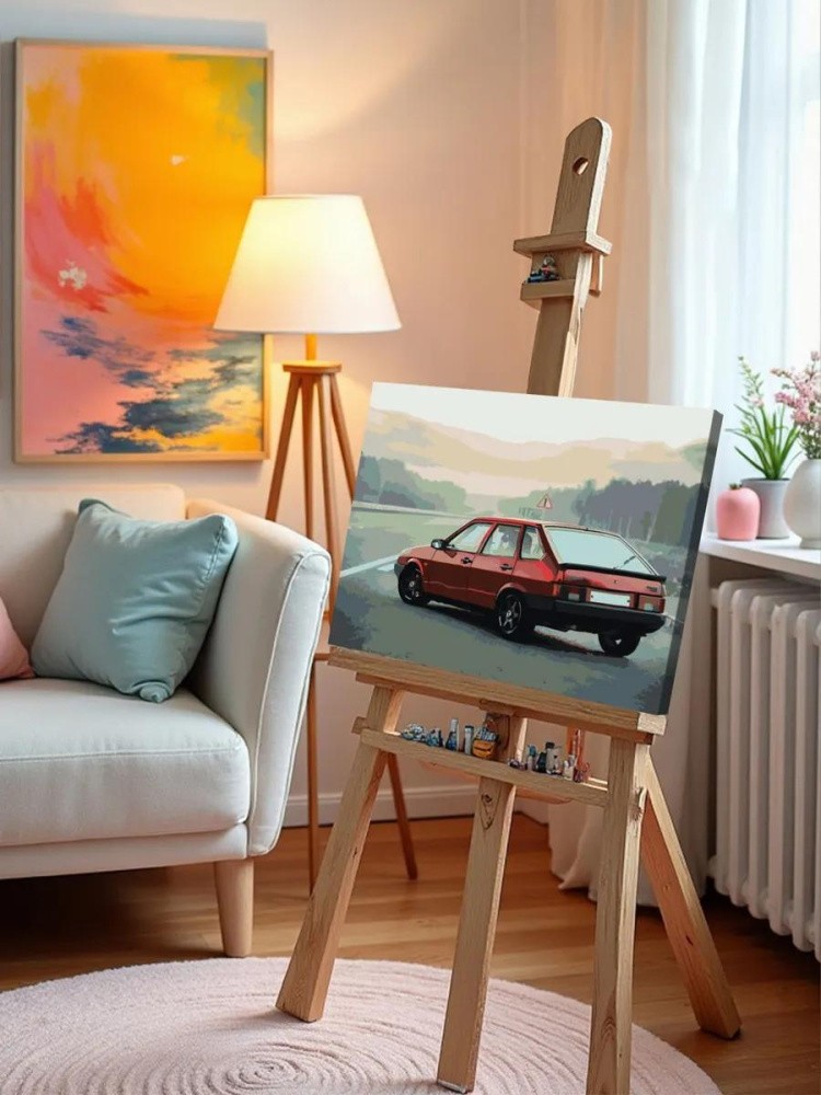 Картина по номерам «ВАЗ-2109: красная Лада девятка на дороге» — картинка 10