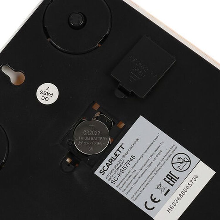 Весы кухонные SCARLETT «Блины», электронный дисплей, max вес 5 кг, тарокомпенсация, стекло — картинка 5