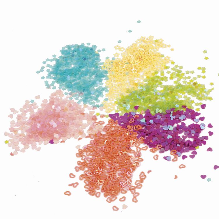 Блестки фигурные, неон, диспенсер с дозатором, 6 цветов по 9 г, Остров Сокровищ — картинка 5