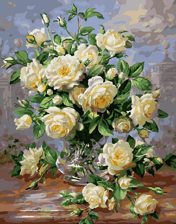 Картина по номерам «Белые розы»