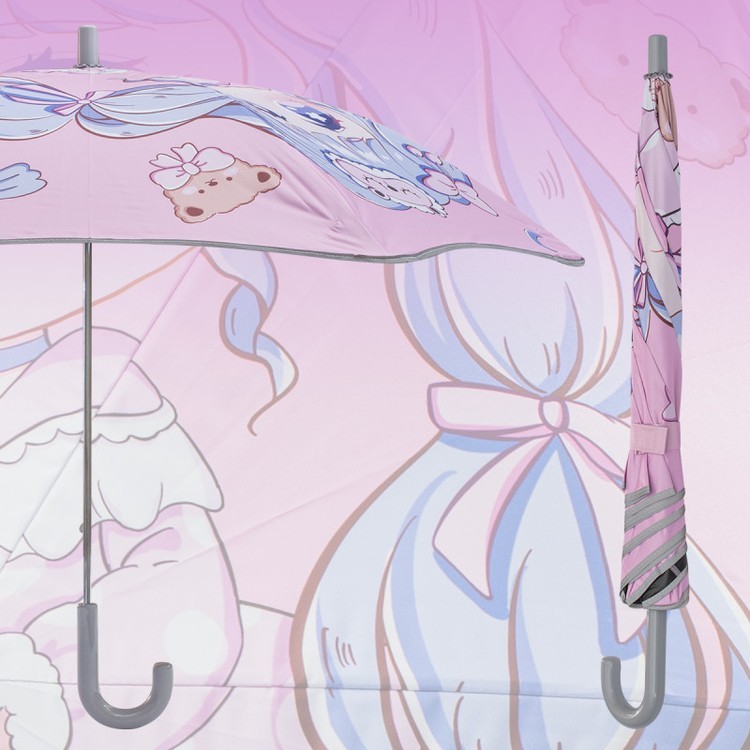 Зонт детский Милая девочка, трость, 6 спиц, механический, антишторм — картинка 6
