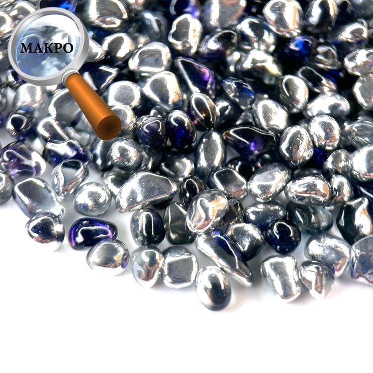 Стеклянные камушки сине-серебряные, 100 г — картинка 2