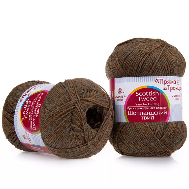 Пряжа из Троицка Шотландский твид (1455), горчица меланж, 5 шт. по 100 г — картинка 3