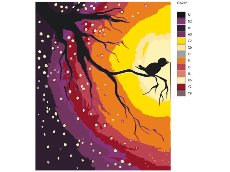 Картина по номерам «Птичка на ветке» — картинка 2