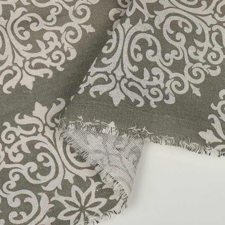 Ткань льняная, 3 м x 150 см, 140 г/м², цвет: серый, орнамент, TBY — картинка 6