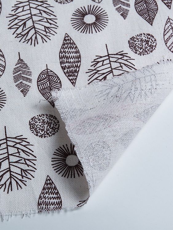 Ткань льняная, 1 м x 150 см, 140 г/м², цвет: белый, растительный принт, TBY — картинка 5