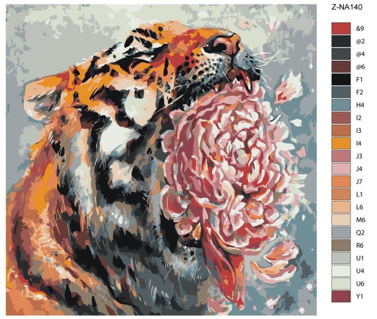 Картина по номерам «Тигр и цветок» — картинка 2