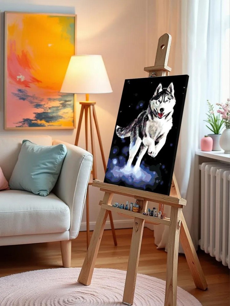 Картина по номерам «Волк в прыжке» — картинка 9