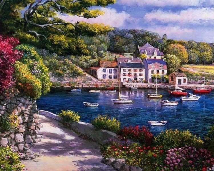 Картина по номерам «Яхты в бухте» — картинка 2