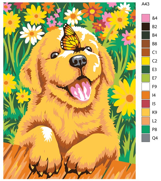 Картина по номерам «Щенок и бабочка» — картинка 2