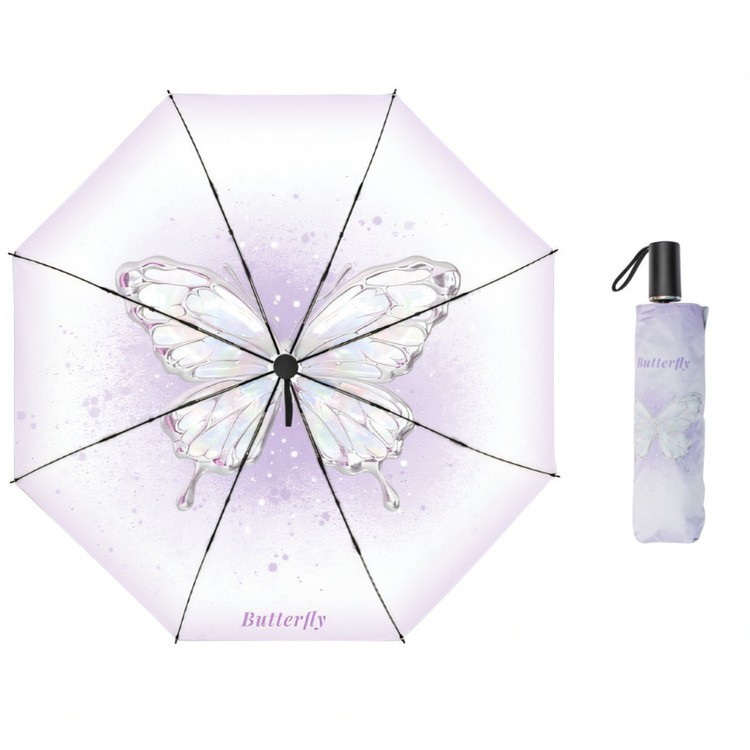 Зонт двусторонний Волшебная бабочка, складной, 8 спиц, механический — картинка 3