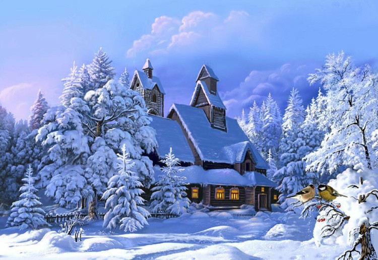 Алмазная вышивка «Зимнее утро» — картинка 2