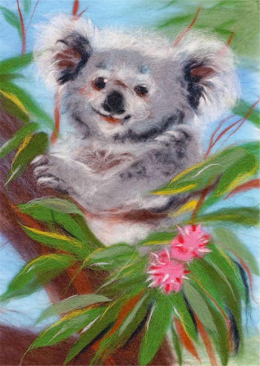 Картина шерстью «Добродушная коала»