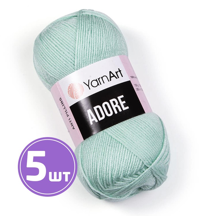 Пряжа YarnArt Adore (341), бледная мята, 5 шт. по 100 г