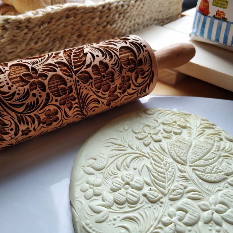 Деревянная скалка «Растительный орнамент», Березка — картинка 2