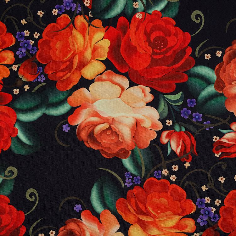 Ткань Габардин, 3 м x 155 см, 140 г/м², цвет: цветочный принт, IDEAL